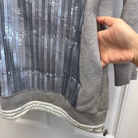 Sacai Grey Sequin Sweatshirt Tunic Dress - Picture 12 of 12
